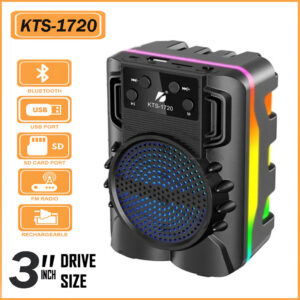 KTS-1720 Mini Portable 3-Inch Wireless Bluetooth Speaker with High Quality Sound and LED Disco Lights